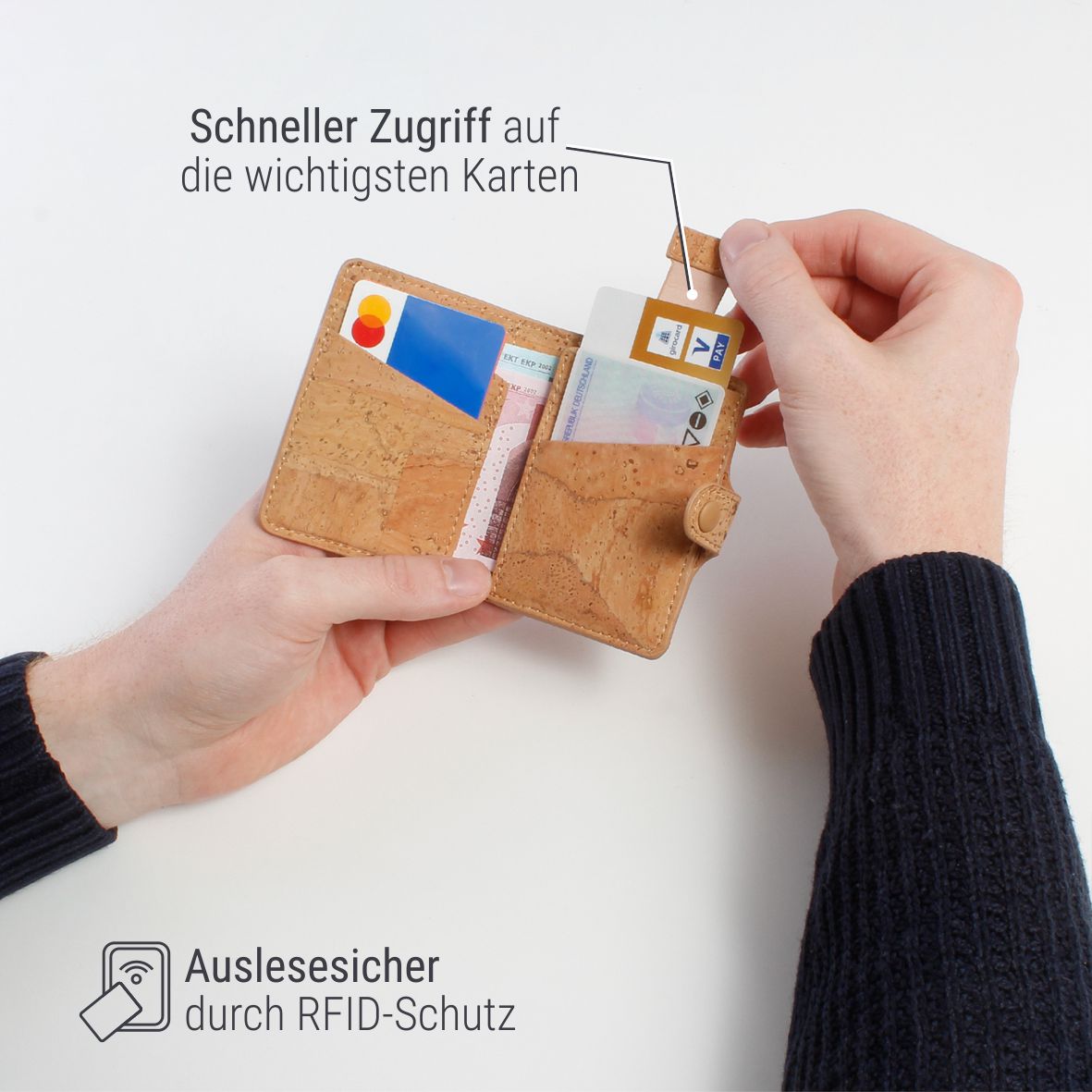 "Minimal" Karten-Portemonnaie mit Münzfach