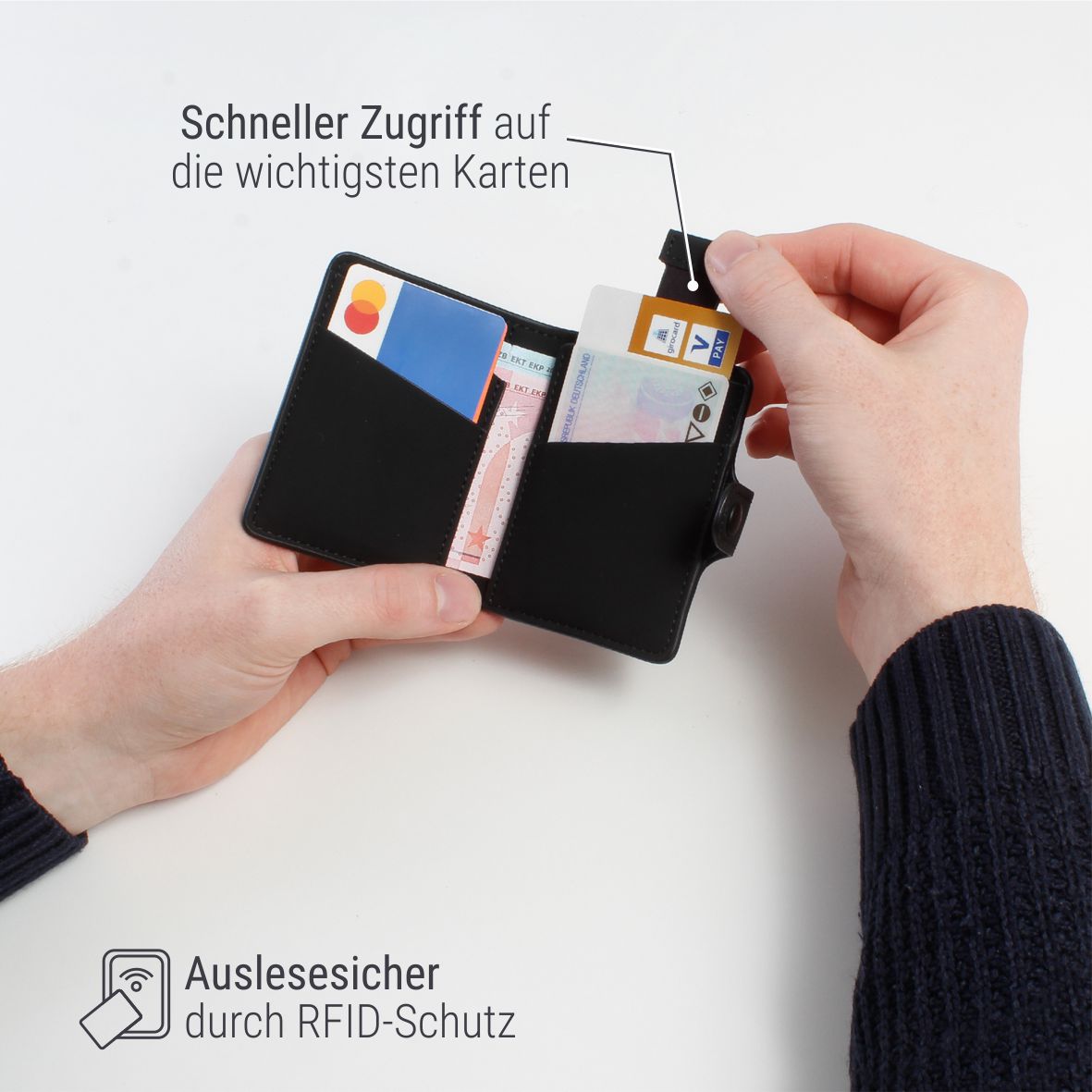"Minimal" Karten-Portemonnaie mit Münzfach